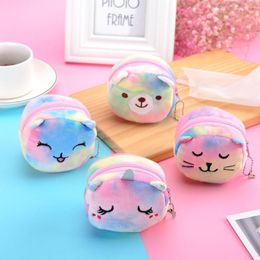 UPS Cute Cartoon Plush Backpacks Unicorn Coin Purse Cat Fur Circle Wallet Girl Clutch Embroidered Bag Key Earphone Organiser Bags Kids Gift