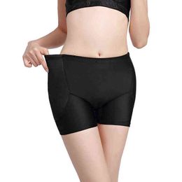 Crotch Panties Women Safety Base Fake Ass Lifting Hip Boxer Ladies Fixed Sponge Pad Shaping Shorts Y220411