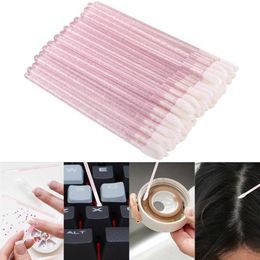 Makeup Brushes 500 Disposable Lip Brushes Crystal Powder-filled Lipstick Applicator Gloss Stick Pink269s