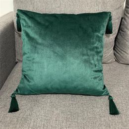 Cushion/Decorative Pillow Solid Plain Shiny Soft Velvet Decorative Cushion Cover Case Tassel For Home Car Office GiftCushion/Decorative