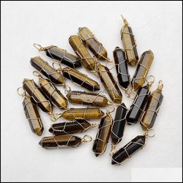 Arts And Crafts Natural Stone Charms Tiger Eye Pendum Necklace Pendant For Jewelry Making Charm Accessories Drop Delivery Sports2010 Dhrcq