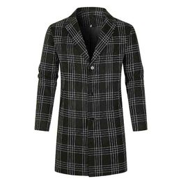 Men's Wool & Blends Brand Coat For Fall/winter 2021/checked Slim Mid-length Blended Windbreaker/boutique Warm Woolen T220810