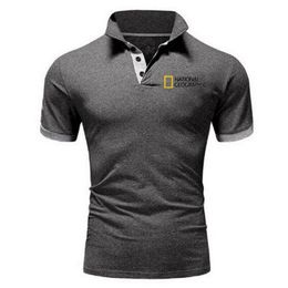 High quality NATIONAL GEOGRAPHIC CHANNEL Polo classic Men Shirt Casual solid Short Sleeve cotton polos D220615