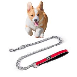Dog Collars & Leashes Pet Collar Walking Traction Rope Metal Necklace For Small Medium Stainless Steel Adjustable Chain