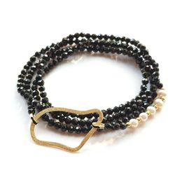 Chains Lii Ji Black Spinel Freshwater Pearl 925 Sterling Silver 18K Plated Geometric Circle Long Delicate Necklace 65cm Natural StoneChains