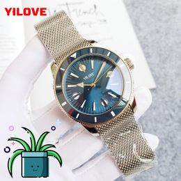 High Quality Men's Sapphire Luxury Watch Circular 46mm Automatic Timing Machine Movement Clock Simple Casual Hands Design Chain Steel Band Wristwatch