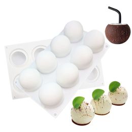 8 Holes Sphere Silicone Mold 3D Spherical Mousse Cake Dessert Decoration Tools 220601