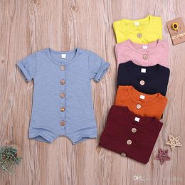 Newborn Girls Rompers Colors Candy Color Boys botton Jumpsuit Infant Summer Baby Clothes Kids Clothing