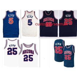 Nc01 basketball jersey college Arizona Wildcats 25 Steve Kerr jerseys throwback white blue mesh stitched embroidery custom big size S-5XL