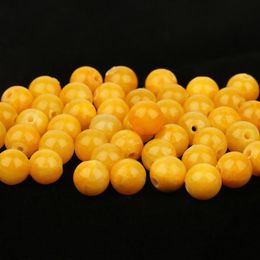 Other Natural Stone Dark Yellow Jades Chalcedony Beads 6/8/10/12mm Round Loose Spacer For Jewellery Making Diy Bracelets NecklacesOther