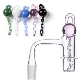 Terp Slurper Quartz Banger Full Weld Beveled Edge Banger Smoking Accessories 10mm 14mm Male Joint 45° 90° With Unique Glass Marble Chains Cap For Water Pipes