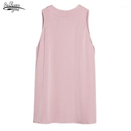 Women's Blouses & Shirts 2022 Sleeveless Solid Fashion Halter Neck Wide Loose Tops Thin Strapless Outer Wear Camisole Tunic 15649