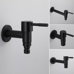 Bathroom Sink Faucets Black Steel Wall Mounted Corner Washing Machine Faucet Outdoor Garden Bibcock Bath Toilet Mop Pool TapsBathroom