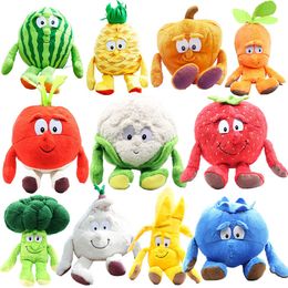 25cm Fruits Vegetables Plush Toy Garlic Strawberry Broccoli Watermelon Pumpkin Soft Stuffed Plushie Doll Baby Gift 220531