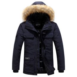 Brand Mens Winter Jackets Multi Pocket Casual Warm Thick Hooded Fur Collar Coats Cottonpadded Mens Parka Plus Size 6XL 201119