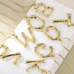 Gold Colour Alloy 26 Letter Pendant Necklaces for Women Big Initial Alphabet Pendant Necklace Minimalist Link Chain Jewellery Gifts
