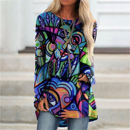 Fall Vintage Women Dresses Cartoon European Abstract Face Print Patchwork Long Sleeve Fashion Dresses Plus Size Female Vestidos 220621