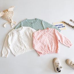 Strickjacke Frühling Sommer Baby Jungen Mädchen Kinder Kleidung Langarm Aushöhlen Gestrickte Kinder MantelCardigan