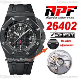 APF 44mm 2640 A3126 Automatic Chronograph Mens Watch Ceramic Titanium Steel Black Textured Stick Dial Rubber Super Edition Puretime Strap Exclusive Technology H8