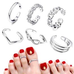 Toe Rings Dainty Cute Silver Toe Ring Foot Finger Beach Sexy Body Jewellery for Women Adjustable