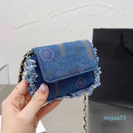 Small Mini Cover French Designer Bags Aged Cowboy Denim Flap Bag Quilted Gold-Tone Metal Chain Classic Handbags MultiColor Letter pattern To