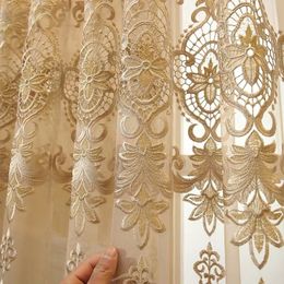 European Royal Luxury Beige Tulle Curtain for Bedroom Window Living Room Elegant Drapes Home Decor 362#4 LJ201224 W220421