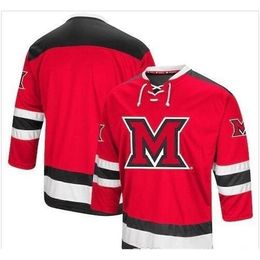 Customise Thr tage NCAA Miami Ohio University Red Hawks Hockey Jersey Embroidery Stitched or custom any name or number retro Jersey