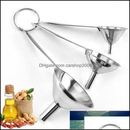 Colanders Strainers Kitchen Tools Kitchen Dining Bar Home Garden 3Pcs/Set Small Mouth Funnels Wine Flask Funnel Mini Stainless Steel For