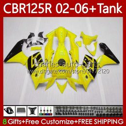 +Tank OEM Fairings For HONDA CBR 125R CBR 125 R CC CBR125R 2002 2003 2004 2005 2006 Body 124No.107 CBR-125 CBR125RR 02-06 CBR-125R 125CC Yellow blk 02 03 04 05 06 Bodywork