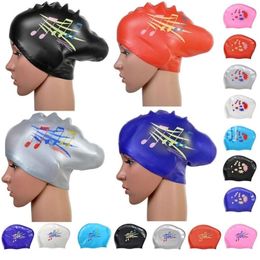 Long hming Cap for Women Large Rubber Silicone Waterproof Girls Swim Pool Hat Equipment Professional Diving Caps 220621