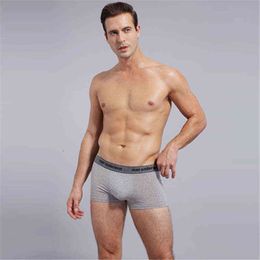 1pcs Shanboer Male Panties Cotton Men's Underwear Boxers Breathable Man Boxer Solid Underpants Comfortable Brand Shorts 604 G220419