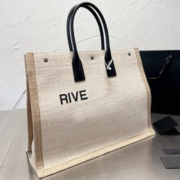 Shoulder Bags Women Handbags Tote Shopping Bag Give Gauche Large Capacity Pocket Letter Leather Handle Canvas Beach Handbag Vegetable Basket