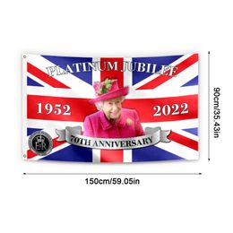 3x5ft Queen Platinums Jubilee Flag Party Decorations 90x150cm 2022 Union Jack Flag For Queen Elizabeth II 70th Anniversary