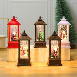 Night Lights Christmas Wind Lantern Santa Claus Interior View Portable Decorations Window OrnamentsNight