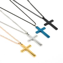 Fashion Black Silver Gold Stainless Steel Cross Pendant Necklace