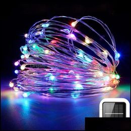 Christmas Decorations Festive Party Supplies Home Garden Solar Light String 100 Led 10M Outdoor Decoration Strip Lights Copper Wire Ground