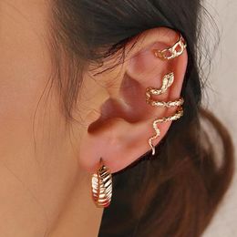 Clip-on & Screw Back Punk Gold Animal Snake Clip Earrings Ear Without Piercing For Women Men Fake Cuffs Trendy JewelryClip-on