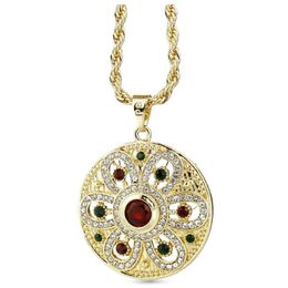 Pendant Necklaces Sunspicems Gold Colour Morocco Round Necklace For Women Arab Bridal Wedding Jewellery Flower Chain Caftan BijouxPendant