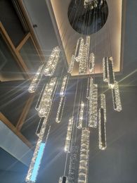 Pendant Lamps Crystal Modern Silver/Gold LED Chandelier Nordic Luxury Loft Architecture Spiral Staircase Dining Room Kitchen ChandelierPenda