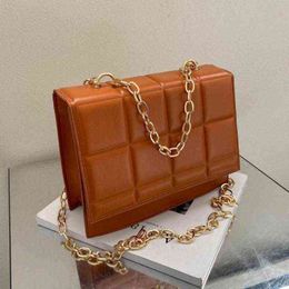 New Bags for Women Fashion Plaid Chain Handbag Simple PU Designer Bolsas Feminina Crossbody Bag G220506