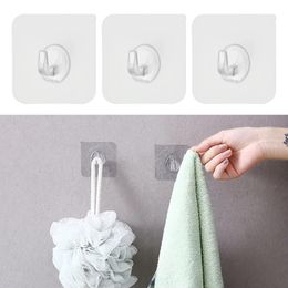 Universal Transparent Strongs Hooks Self Adhesive Door Wall Hanger Hooks Strong Sticky Kitchen Bathroom Storage Hangers