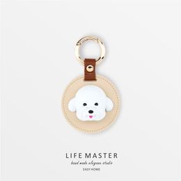 Keychains 2022 Keychain Fashionself 3D Multicoloured Cute Dog Pu Skin Defence Alloy Gift For Girl Friend Couple