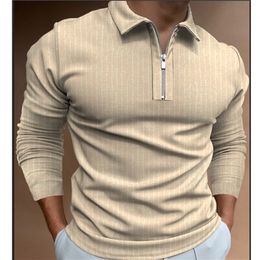 Men Stripe Polo Shirt Cotton Long Sleeve Shirt Spring Autumn Embroidery Warm Casual Fashion Polo Shirt Men 220702