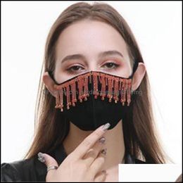 Designer Masks Housekee Organisation Home Garden Black Protection Reusable Mascarilla Cotton Cloth Face Mask Dustproof Water Drop Tassels