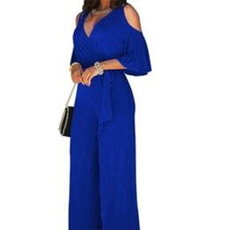 Vneck Overalls jumpsuits Loose Jumpsuits for Women Rompers Jumpsuits Lady Club Plus Size Female Vestidos FC61 201007