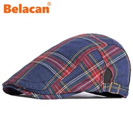Classic Plaid Flat Caps For Men Spring Summer Flat Peaked Berets Hat Herringbone Newsboy Cap Unisex Duckbill Hat For Women Visor J220722