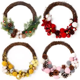 The latest 30cm size Christmas decorations, Christmas wreath hand-woven rattan rings, Christmas pendants and home decorations,