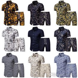 Designer Mens Tracksuits Summer 4XL 5XL Casual Shirts Shorts Set Printed Hawaiian Shirt Dress Suit Sets Plus Size