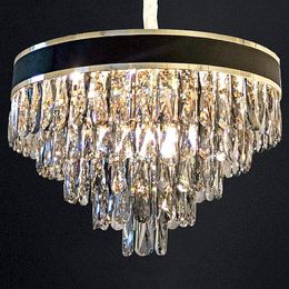 Pendant Lamps Postmodern Light Luxury Smoky Grey Crystal Living Room Chandelier Round Restaurant Oval Bedroom LampPendant