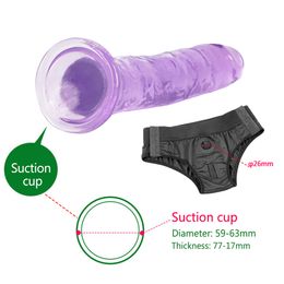 Wearable Realistic Crystal Dildos With Suction Cup Strap On Pants Dildo Artificial Penis For Lesbian Vaginal Massager sexy Toys